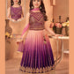 Beautiful Purple Color Embroidery And Sequins Work Choli Set With Dupatta For Girls