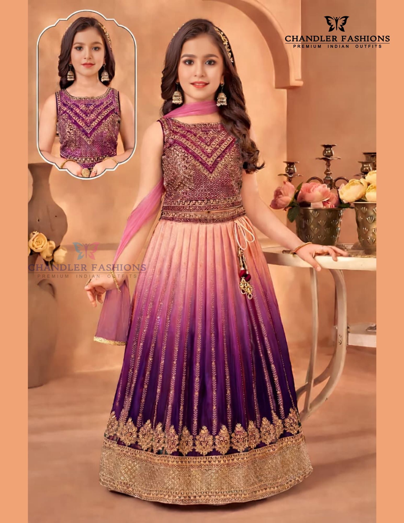 Beautiful Purple Color Embroidery And Sequins Work Choli Set With Dupatta For Girls
