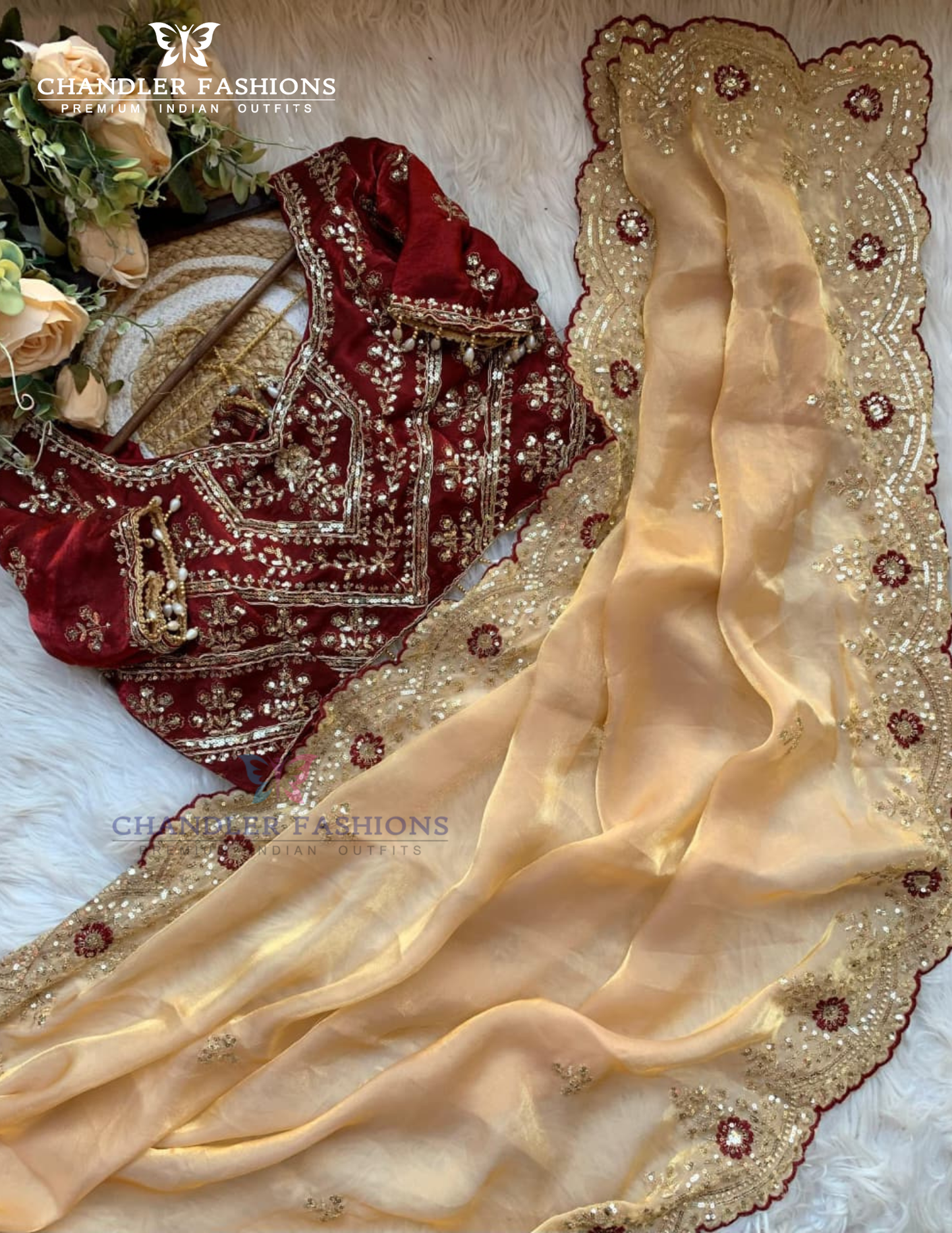 Cream Color Embroidered Saree Zari Work In Tempe