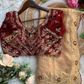 Cream Color Georgette With Embroidered Saree Zari Work In USA