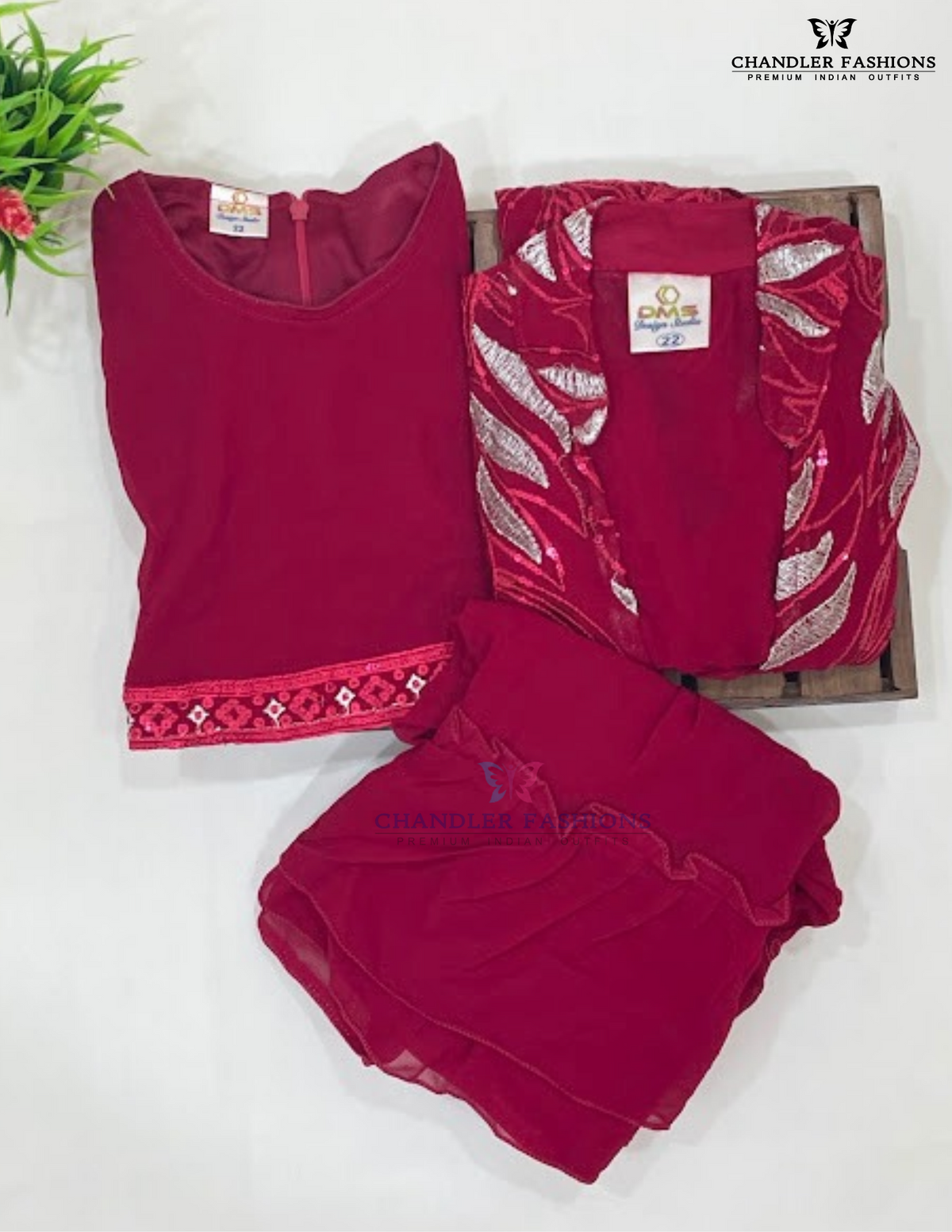 Dark Pink Color Georgette Sharara Set With Embroidery And Sequins Work In USA