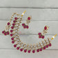 Classice Gold Plated Pink Color Kundan Necklace With Earrings And Maang Tikka