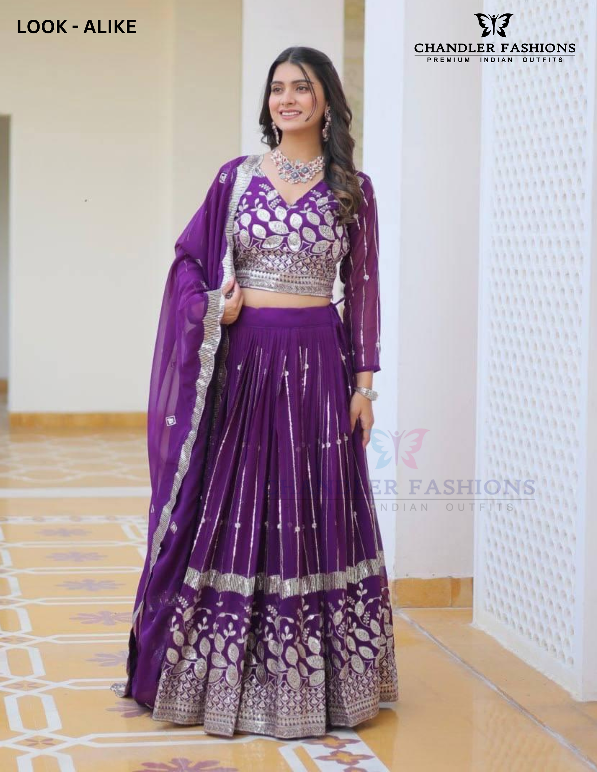 Purple Color With Embroidery Lehenga Choli In Mesa