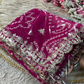 Pink Color Embroidery Work And Bandhej Print Saree Near Me