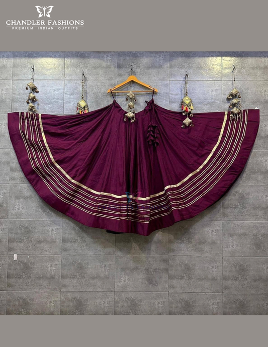 Wondlerful Wine Color Rayon Cotton With Zari Work Skirts For Women