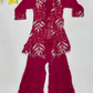 Amazing Dark Pink Color Georgette Sharara Set With Embroidery And Sequins Work For Kids Girls