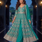 Stunning Teal Blue Color Chinon With Embroidery And Thread Work Palazzo Suit For Women