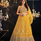 Charming Yellow Color Embroidery And Mirror Work Lehenga For Women