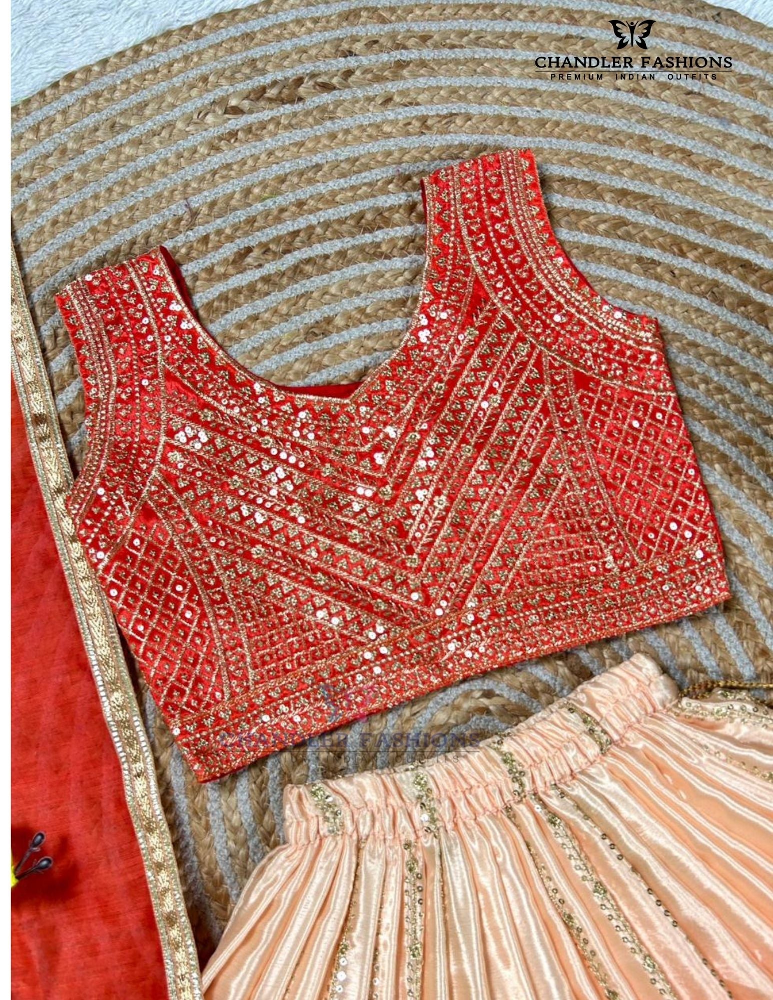 Orange Embroidery And Sequins Work In Prescott