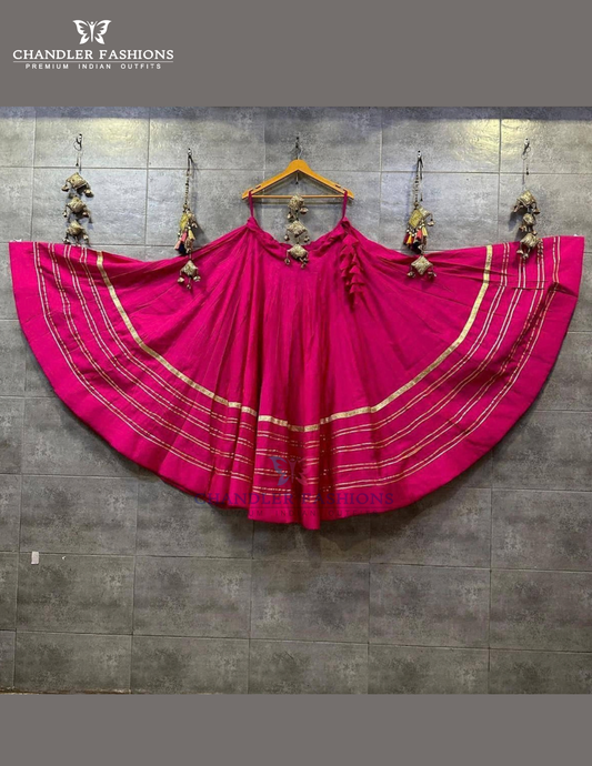 Amazing Pink Color Rayon Cotton With Zari Work Skirts For Women