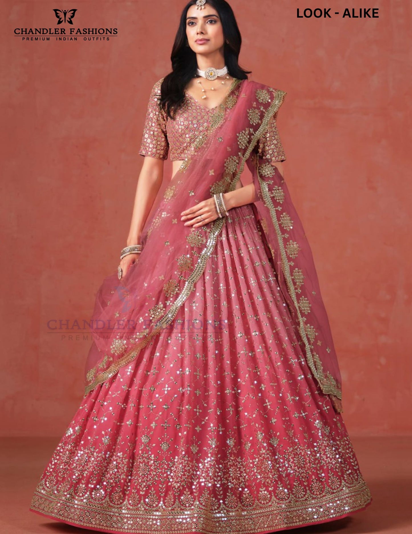 Marvellous Peach Color Georgette With Embroidery And Sequins Work Lehenga Choli With Dupatta For Women