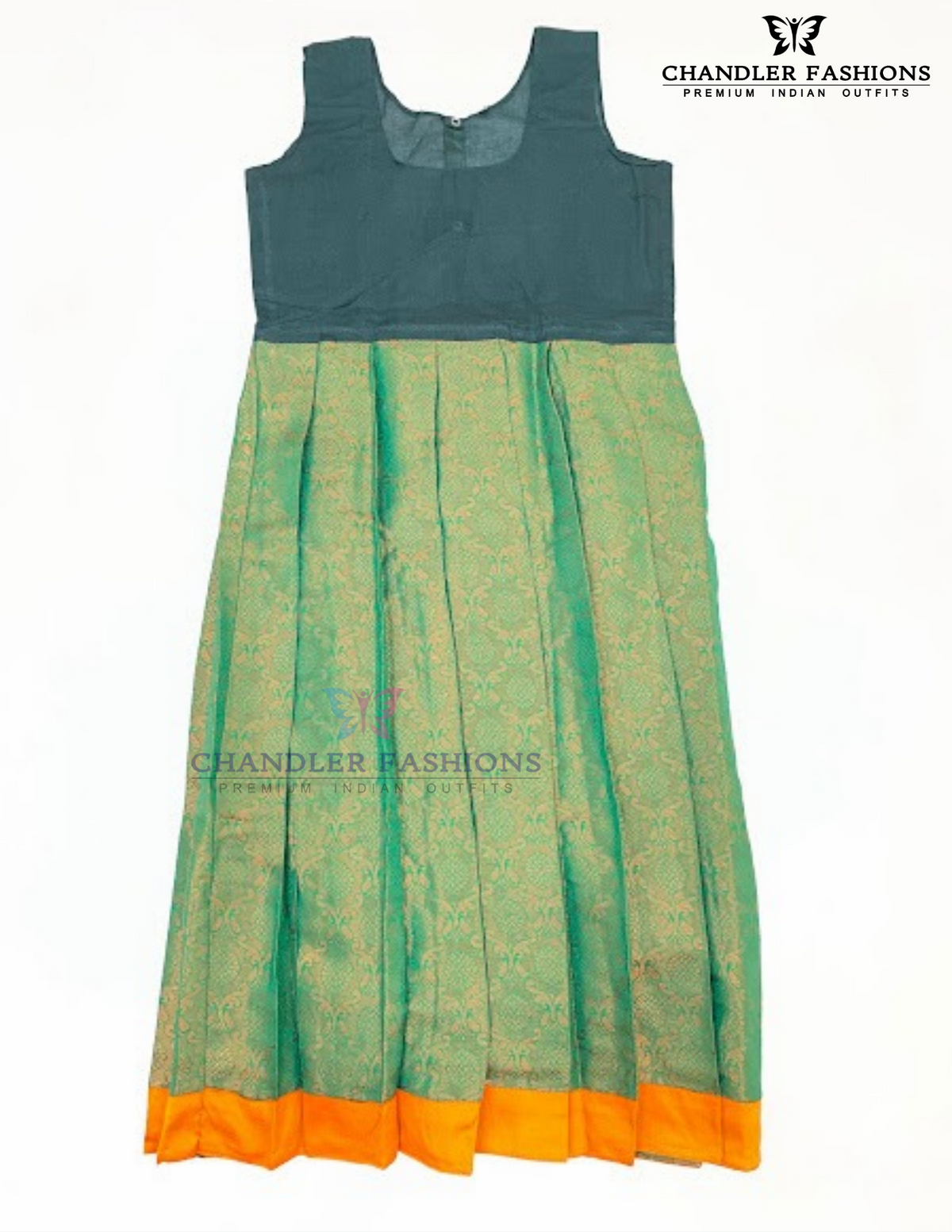 Orange And Green Color Art Silk Langa Set In Chandler