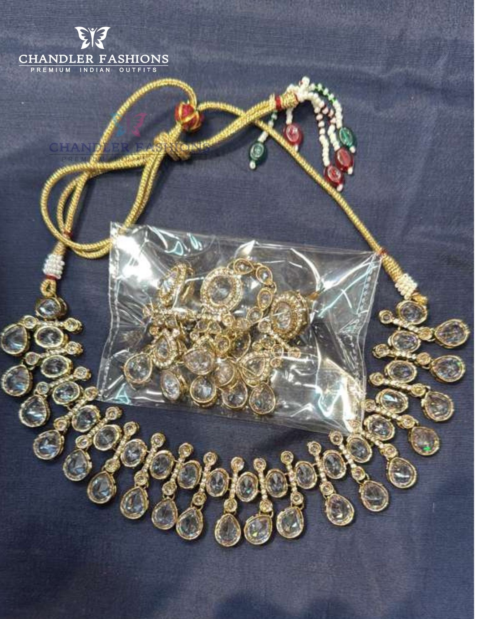 Lovely Gold Plated White Color Kundan Necklace With Earrings & Maang Tikka Near Me