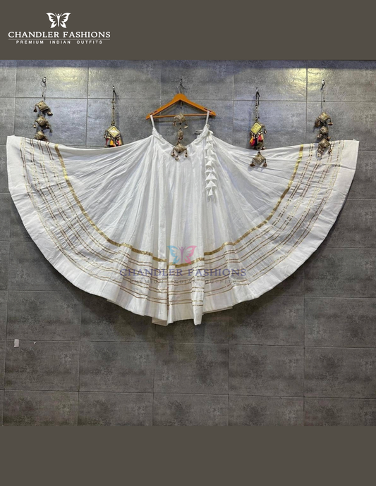 Attractive White Color Rayon Cotton With Zari Work Skirts For Women