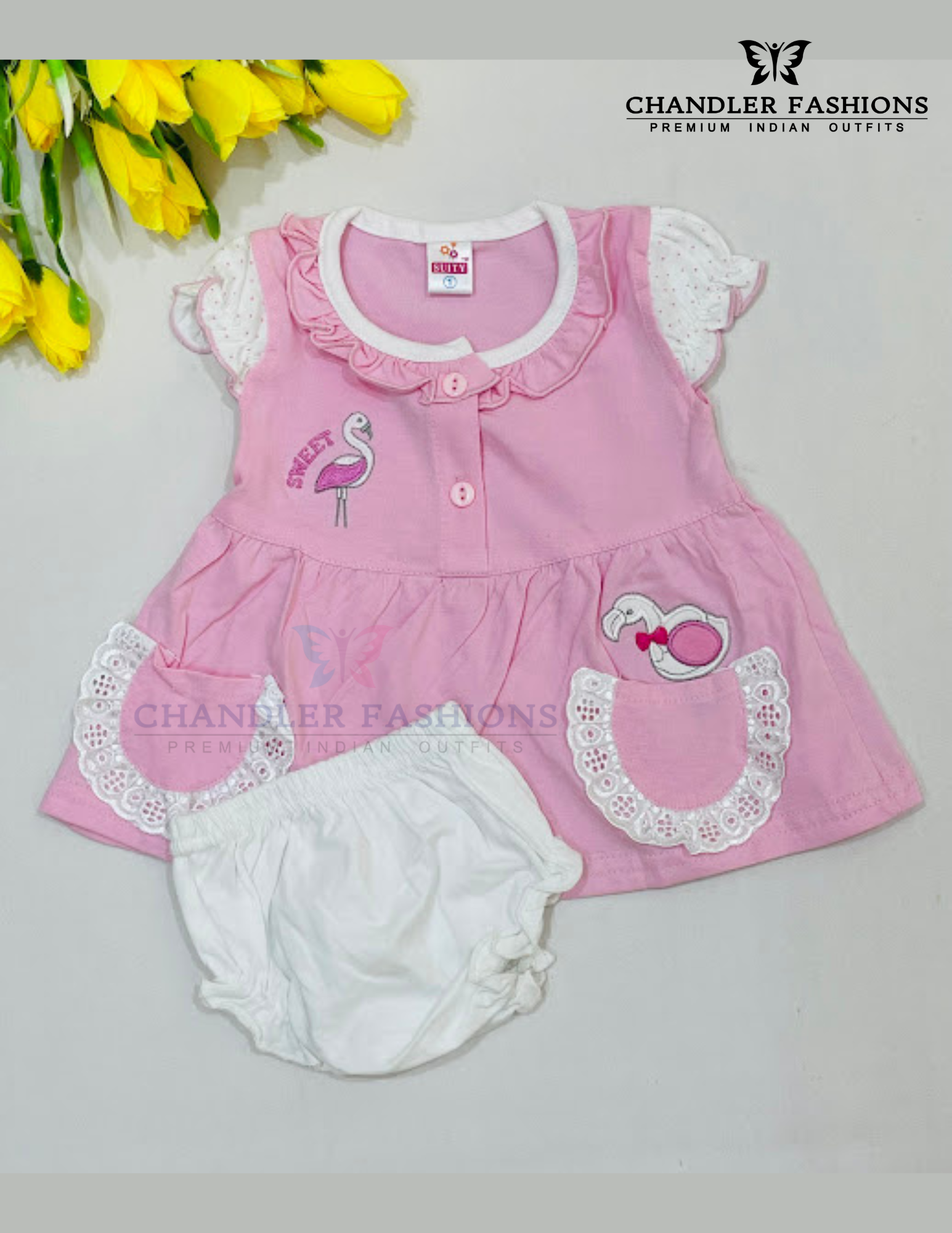 Gorgeous Baby Pink Color Soft Cotton Frock For Girls