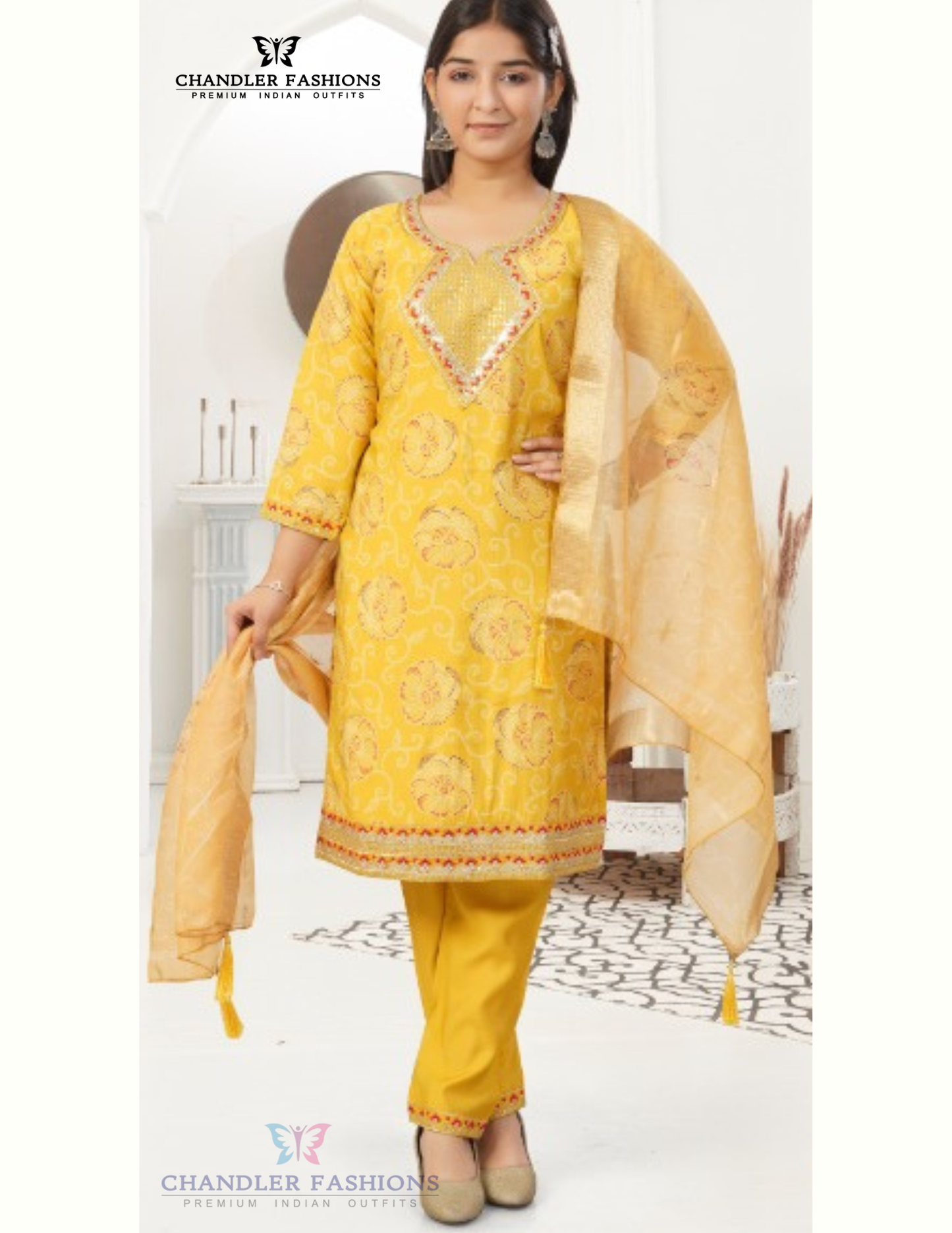  Black Color Chanderi Silk With Printed Work Kurti Suits 