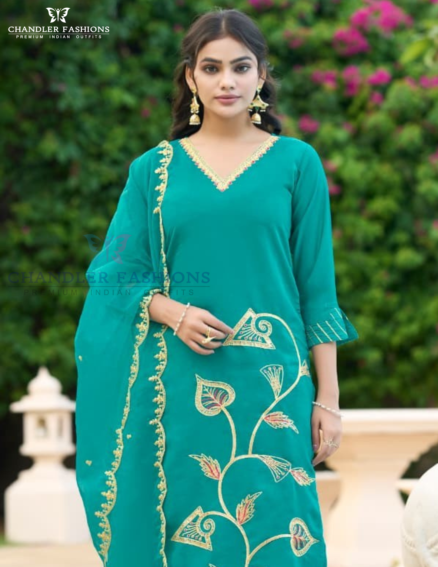 Bluish Green Color Salwar Suits With Dupatta Near Me
