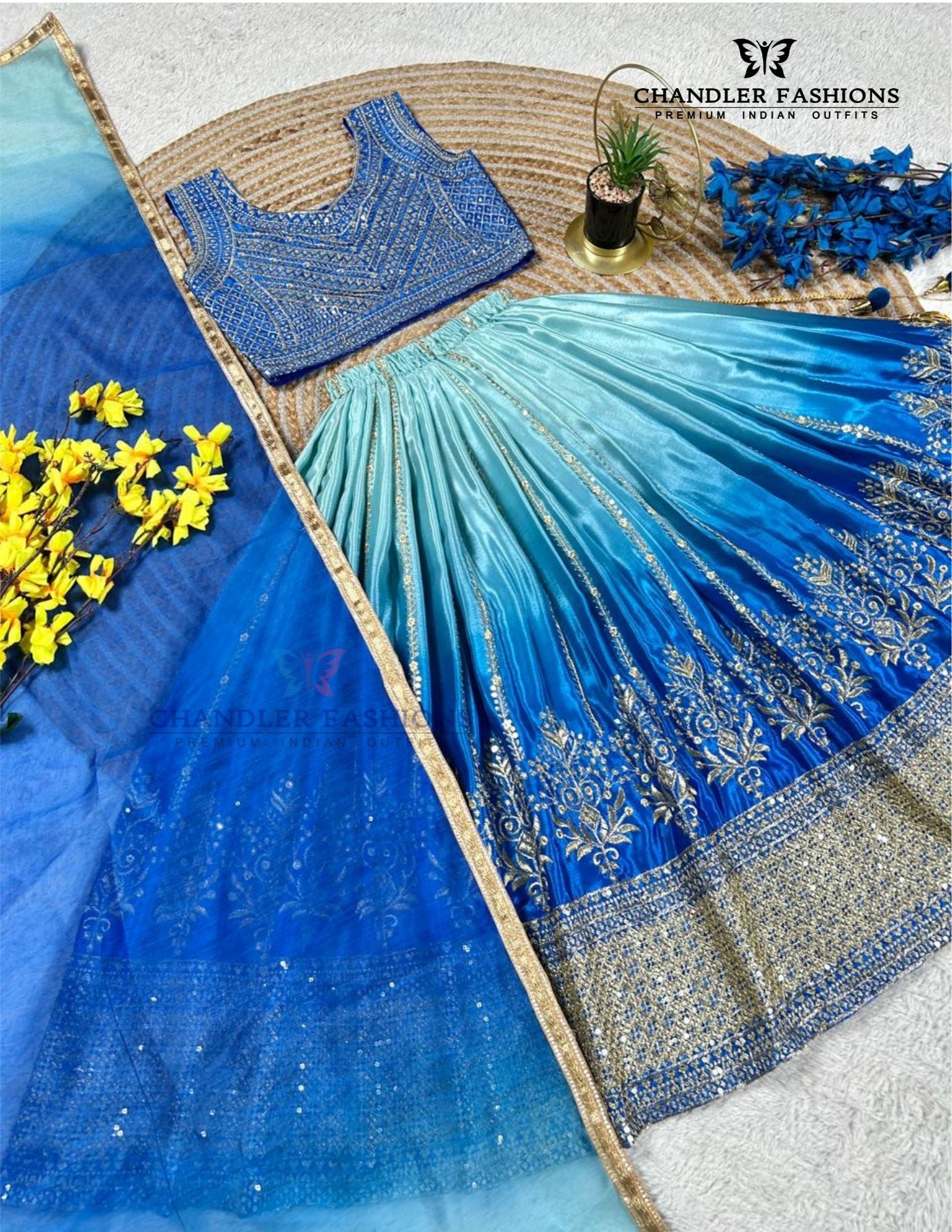 Blue Color Embroidery And Sequins Work Choli In Surprise