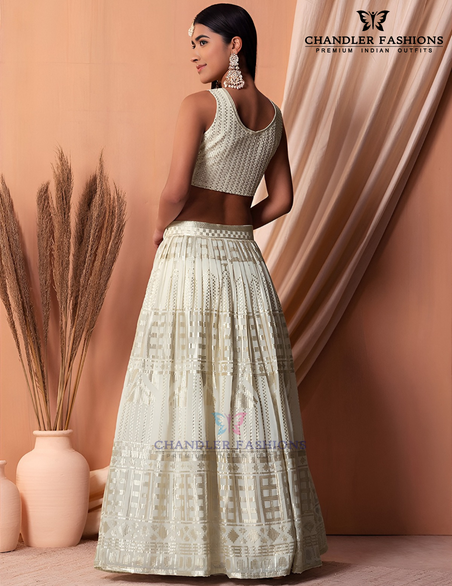 White Color Georgette Lehenga With Thread And Embroidery Work In USA