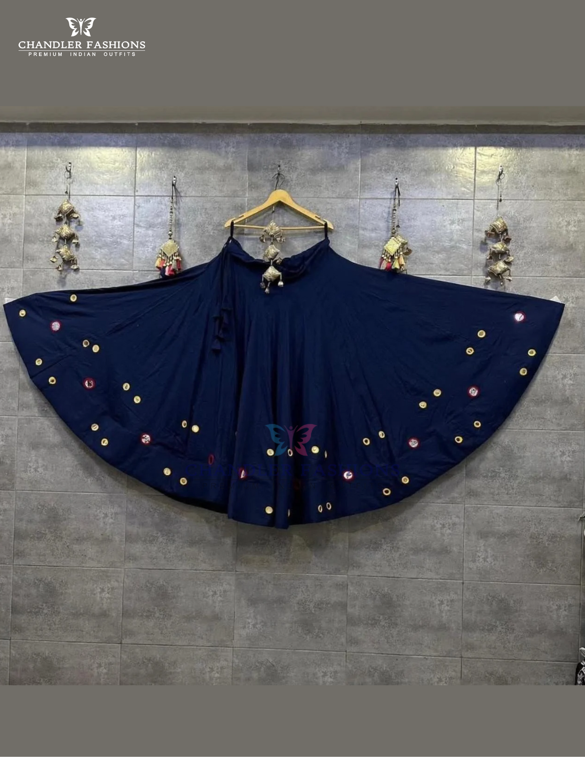 Stunning Blue Color Rayon Cotton With Miroor Work Skirts For Women