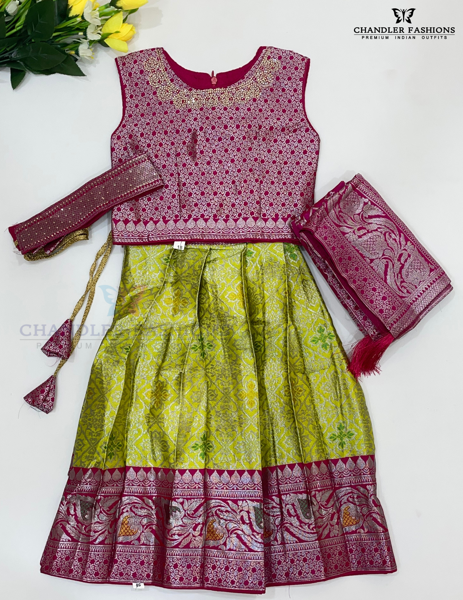 Pretty Pink Colored Art Silk Langa Sets With Stone Work In Tempe