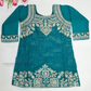 Teal Green Sharara Suit With Embroidery Work In Mesa