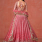 Peach Color Georgette With Embroidery And Sequins Work Lehenga Near Me