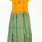 Attractive Orange And Green Color Art Silk Langa Set With Printed Work For Girls