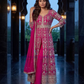 Pink Color Chinon With Embroidery And Thread Work Palazzo Suit Near Me