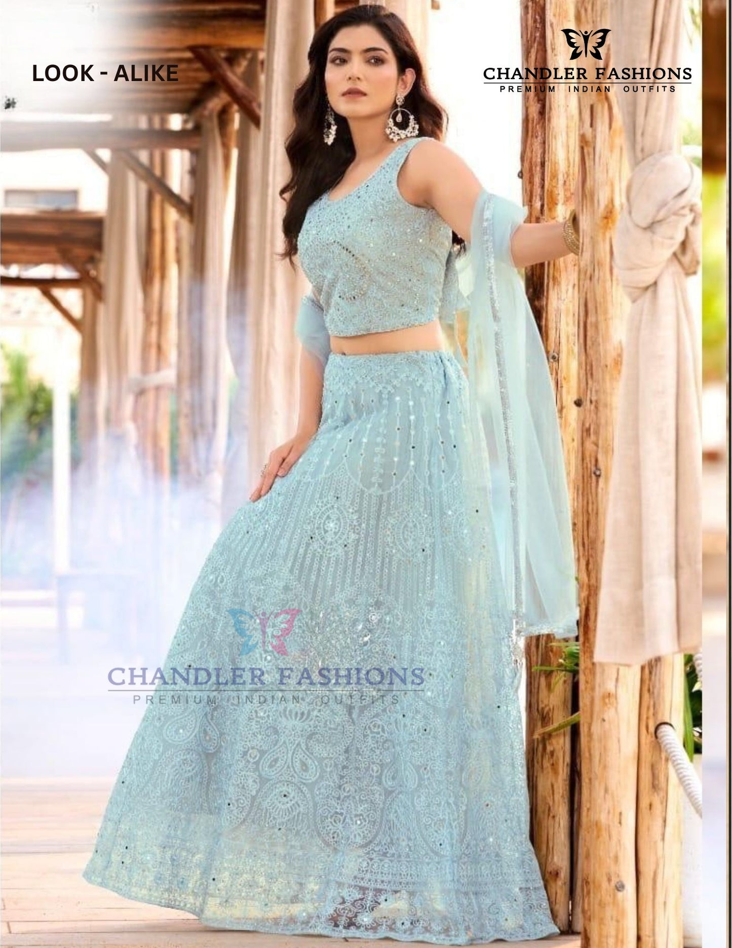 Beautiful Sky Blue Color Net With Embroidery Work Lehenga Choli For Women