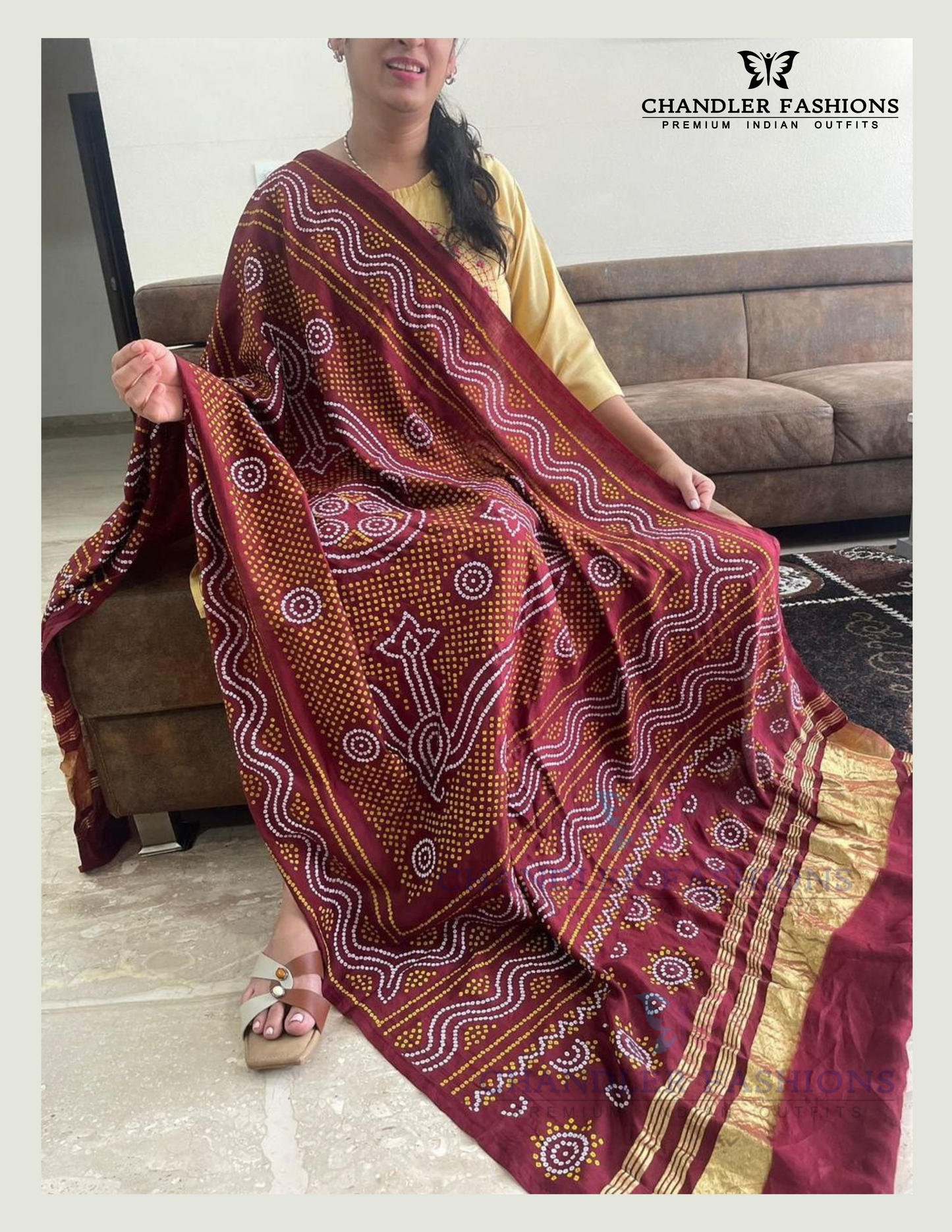 Ravishing Maroon Colored Bandhani Print Silk Dupatta