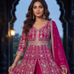 Pink Color Chinon With Embroidery Work Palazzo Suit In USA