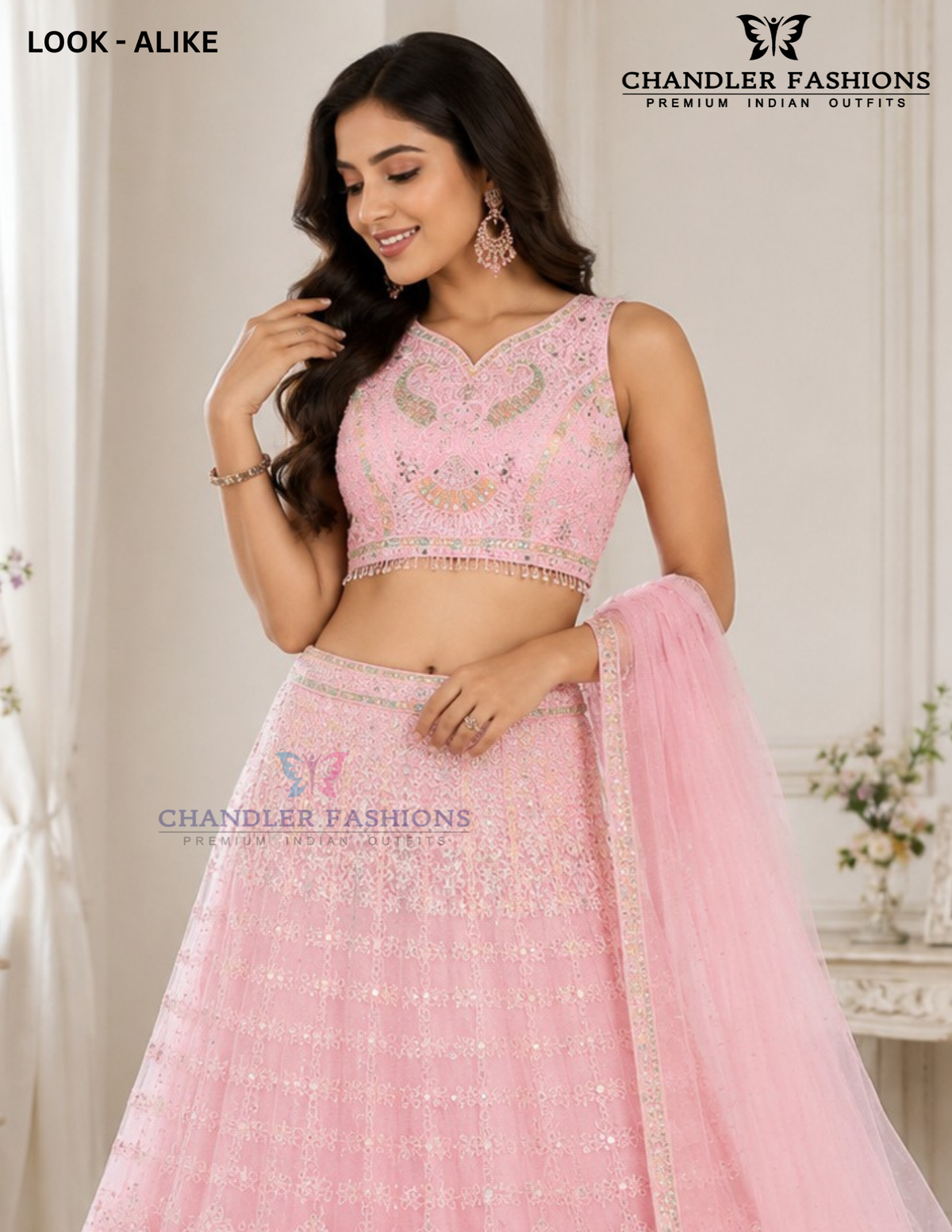 Light Pink Color Net With Embroidery Work Lehenga Choli Near Me