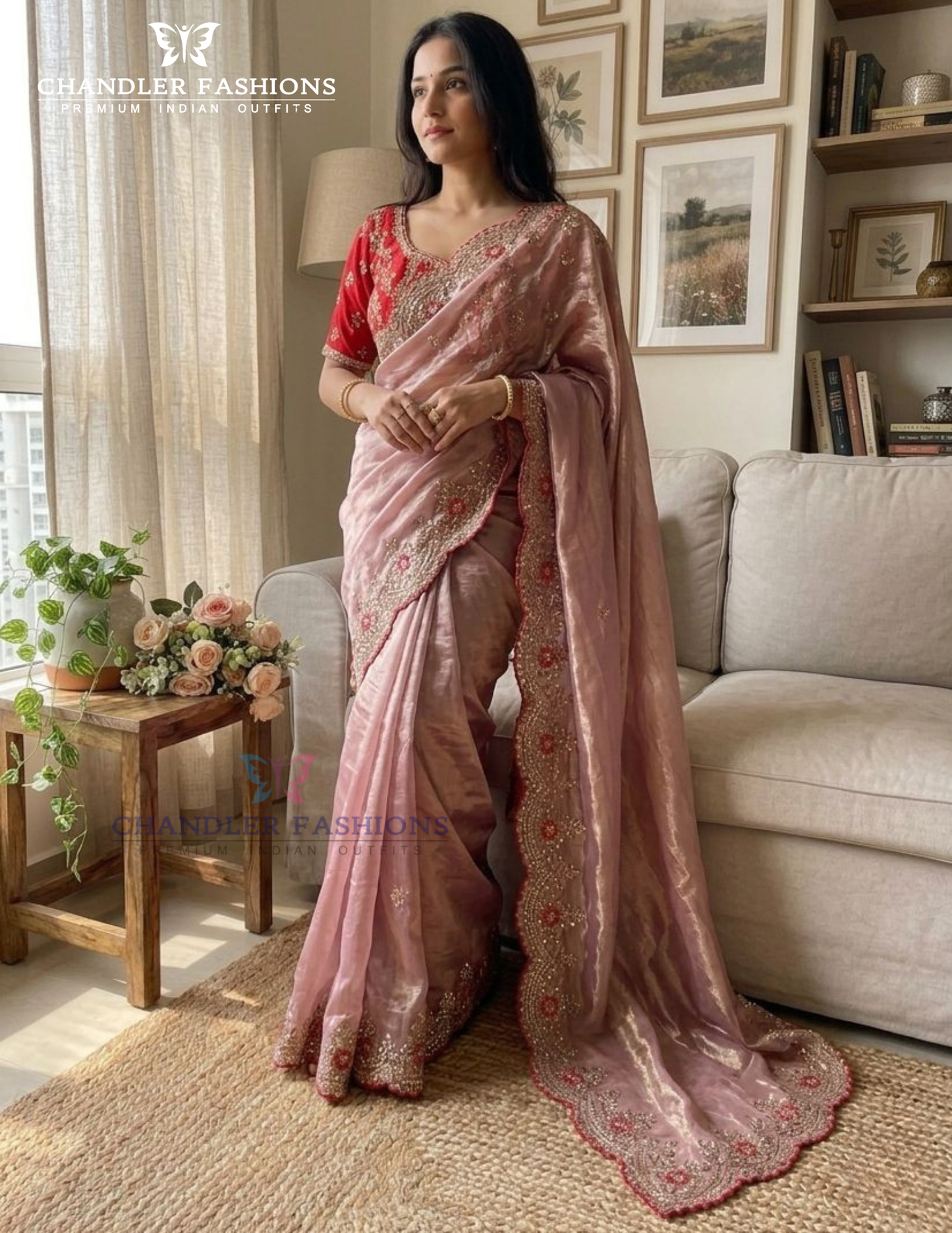 Elagant Pink Color Georgette With Embroidered Saree Zari And Sequins Work Near Me