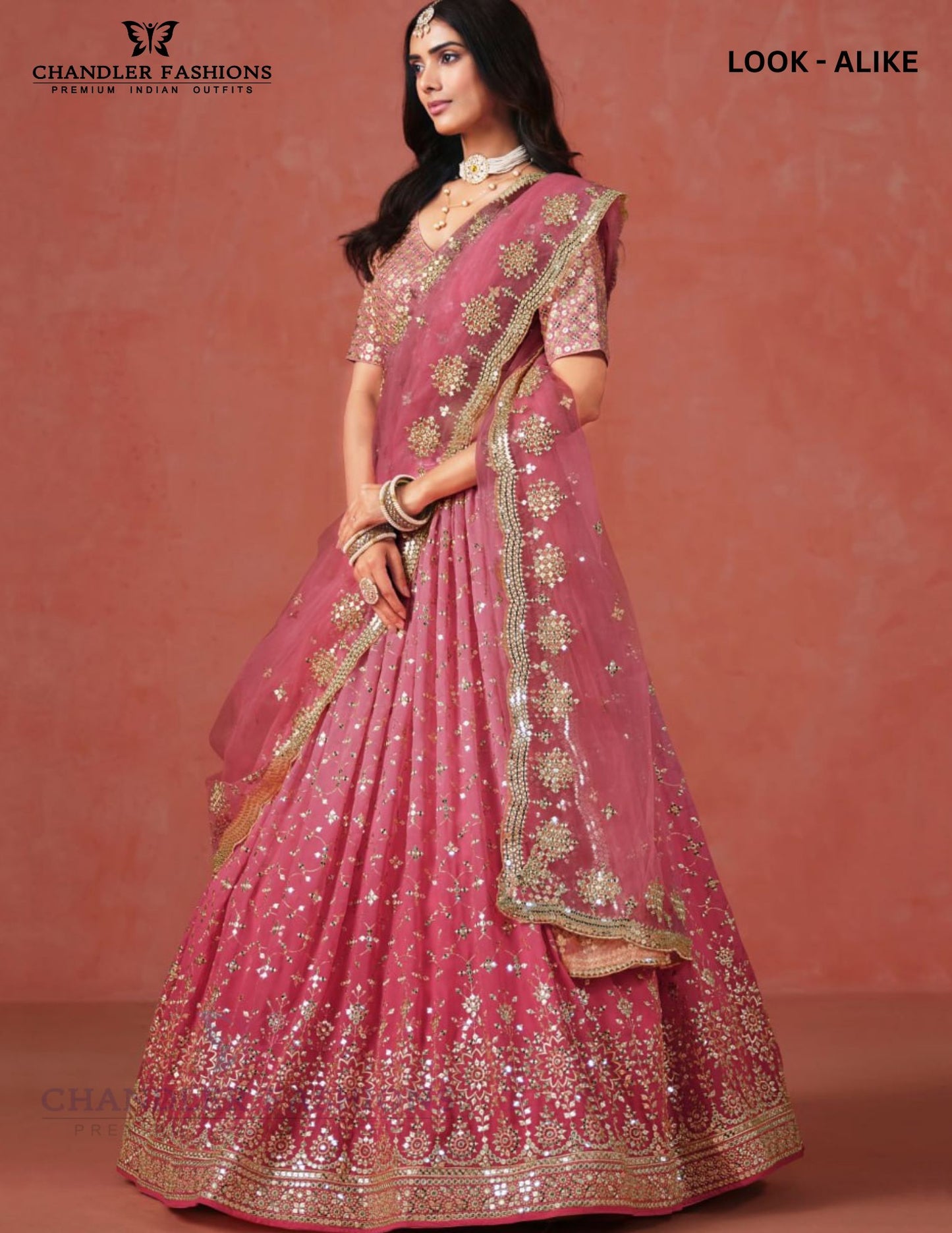 Peach Color Georgette With Sequins Work Lehenga In USA