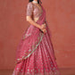 Peach Color Embroidery And Sequins Work Lehenga In Yuma