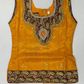 Yellow And Brown Color Langa Set With Stone And Zari Work In Mesa
