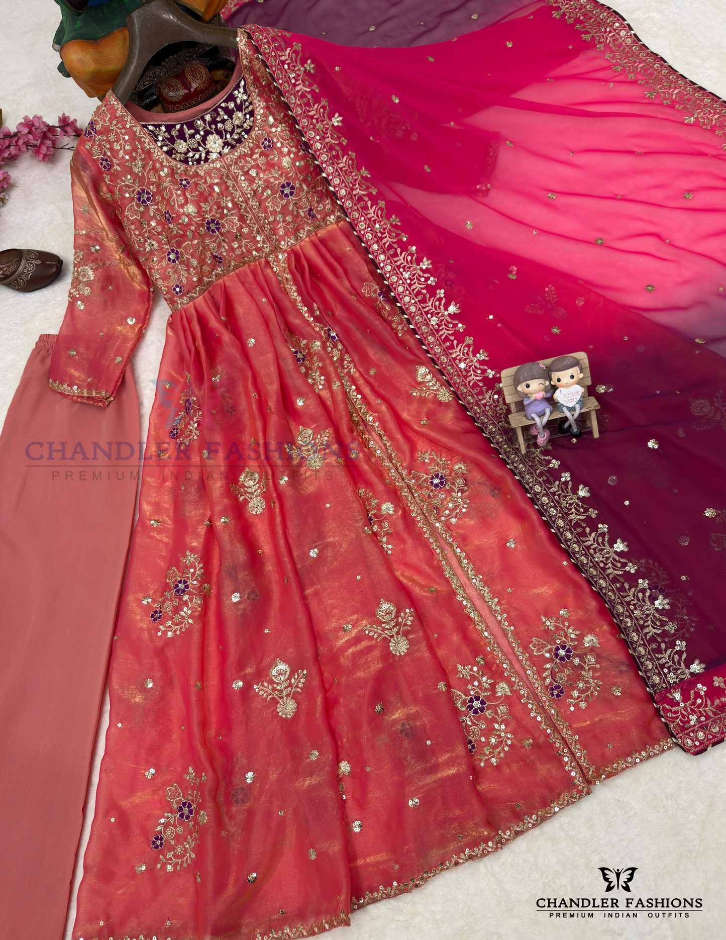 Pink Color Fendi Silk Anarkali Gown In Prescott