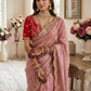Pink Color Embroidered Saree Zari Work In Surprise