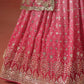 Peach Color Embroidery Work Lehenga In Mesa