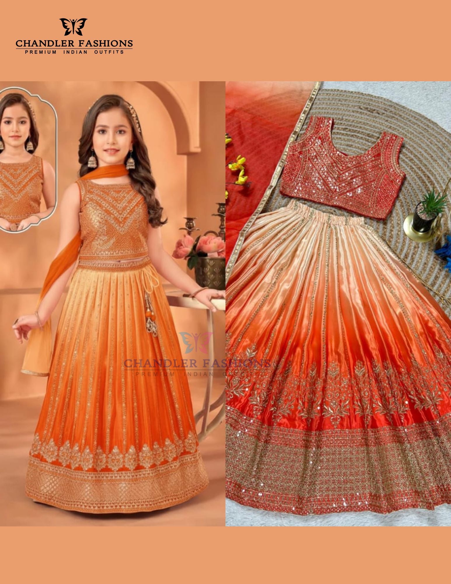 Lovely Orange Embroidery And Sequins Work Choli Set With Dupatta Near Me