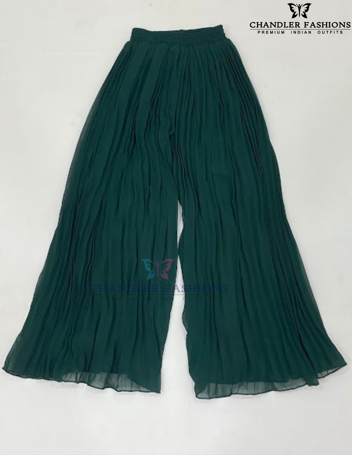 Dark Green Color Georgette Palazzo Suits With Embroidery And Sequins Work In USA
