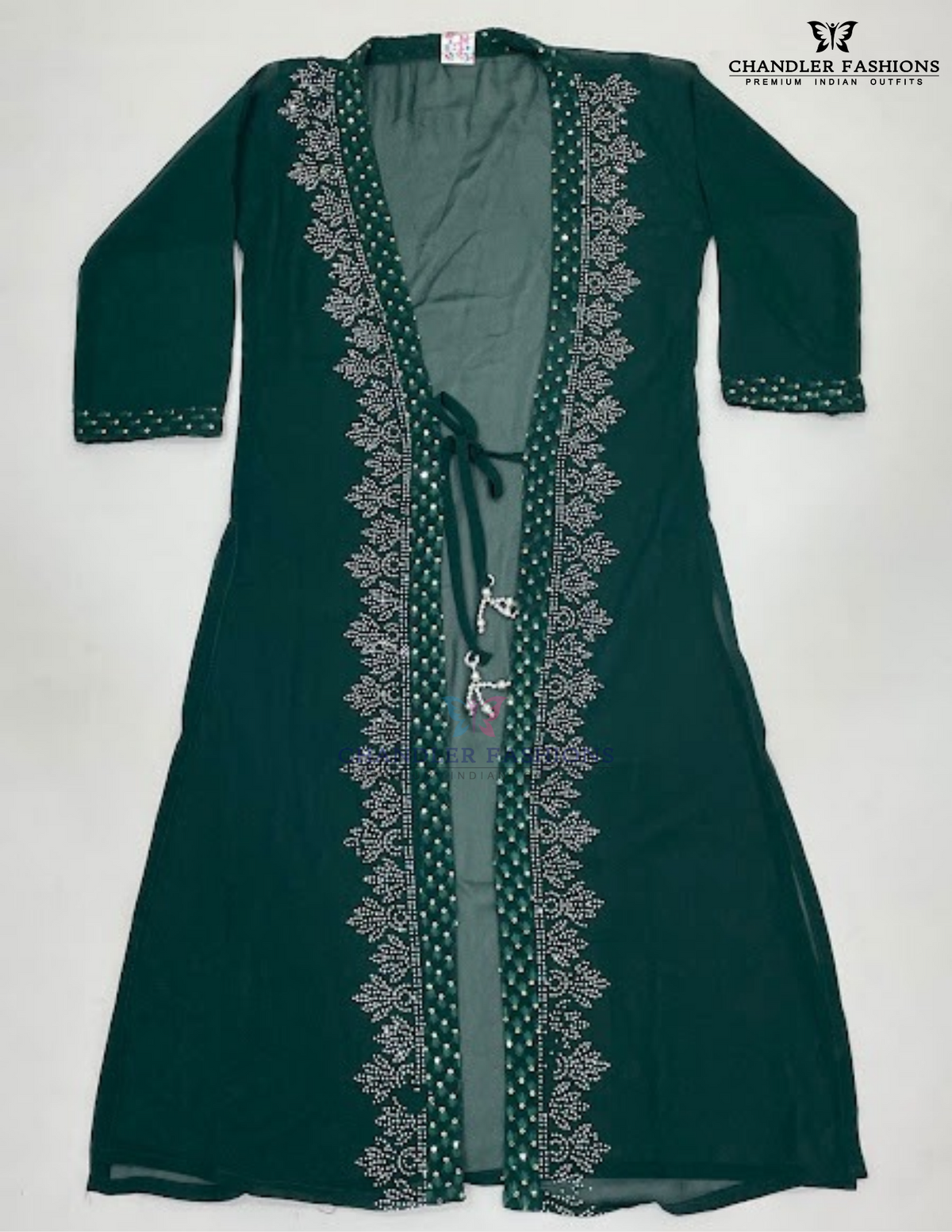 Dark Green Color Georgette Palazzo Suits With Embroidery Work In Tempe