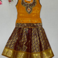 Amazing Yellow And Brown Color Art Silk Langa Set With Stone And Zari Work For Girls