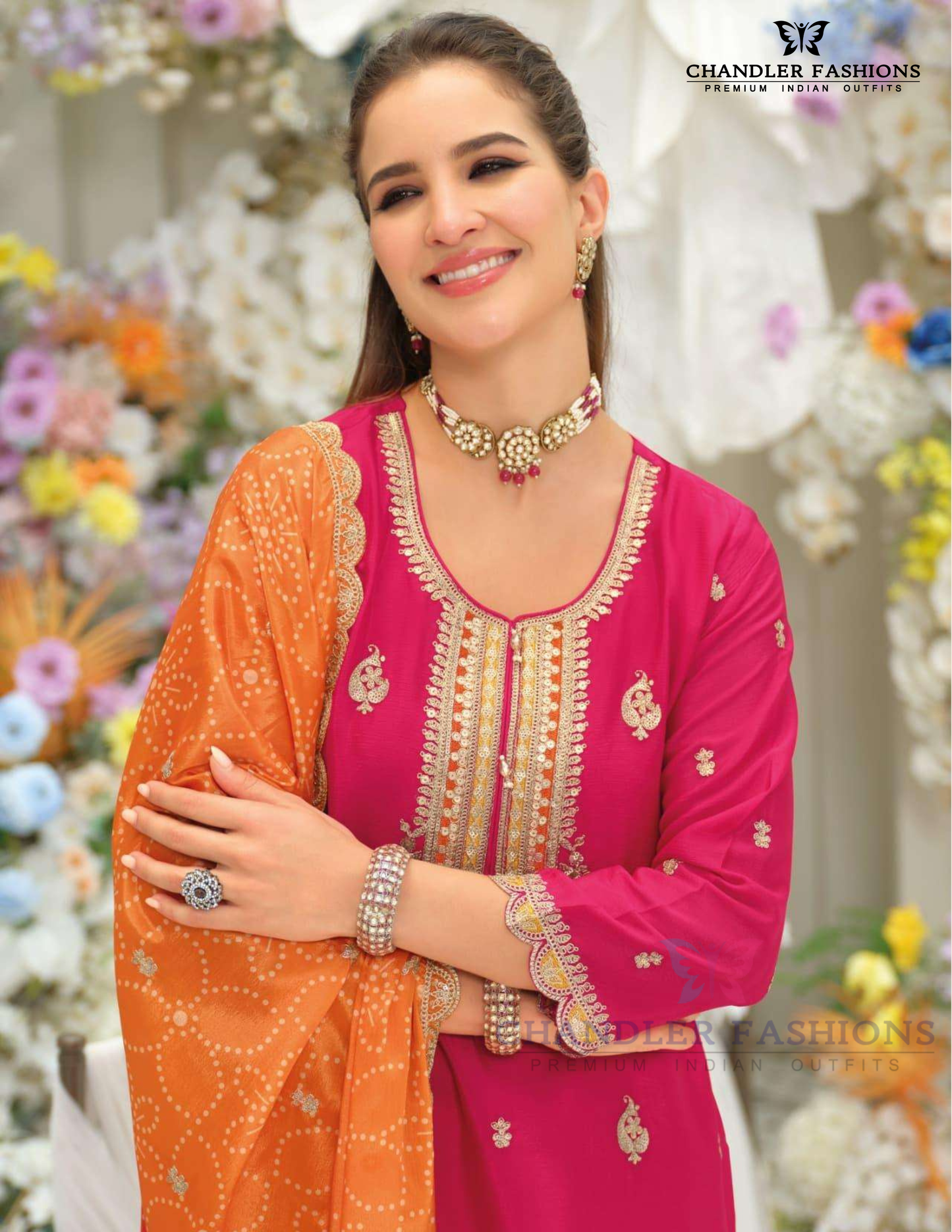 Heavy Chinon With Embroidery Work Sharara Suits Near Me