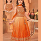 Lovely Orange Embroidery And Sequins Work Choli Set With Dupatta For Girls