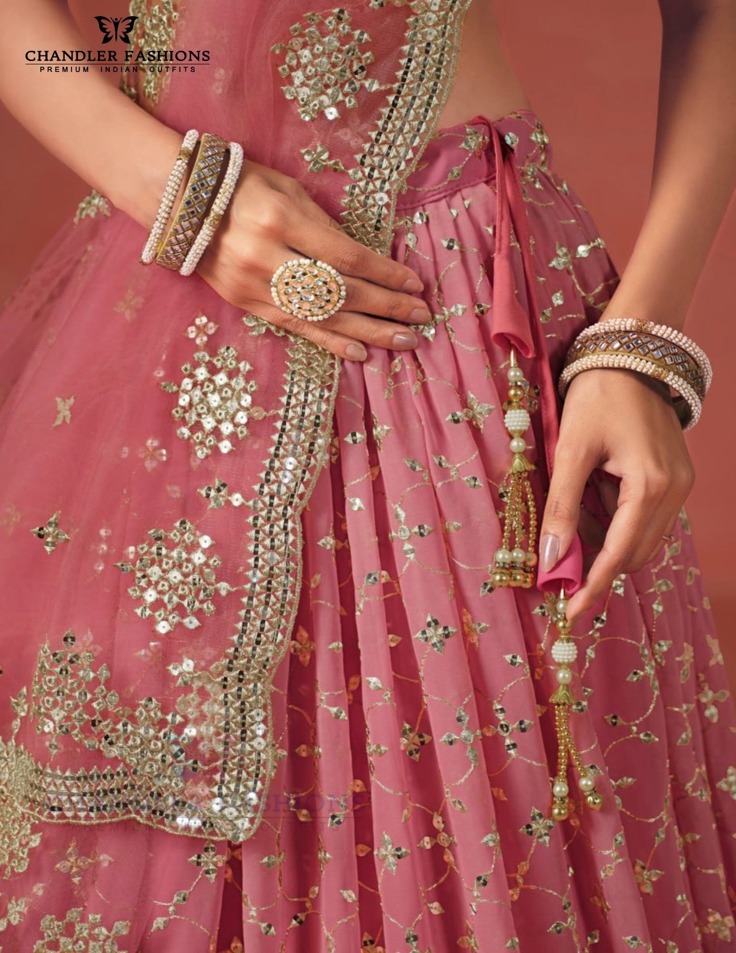 Peach Color Georgette With Lehenga With Dupatta In Tucson