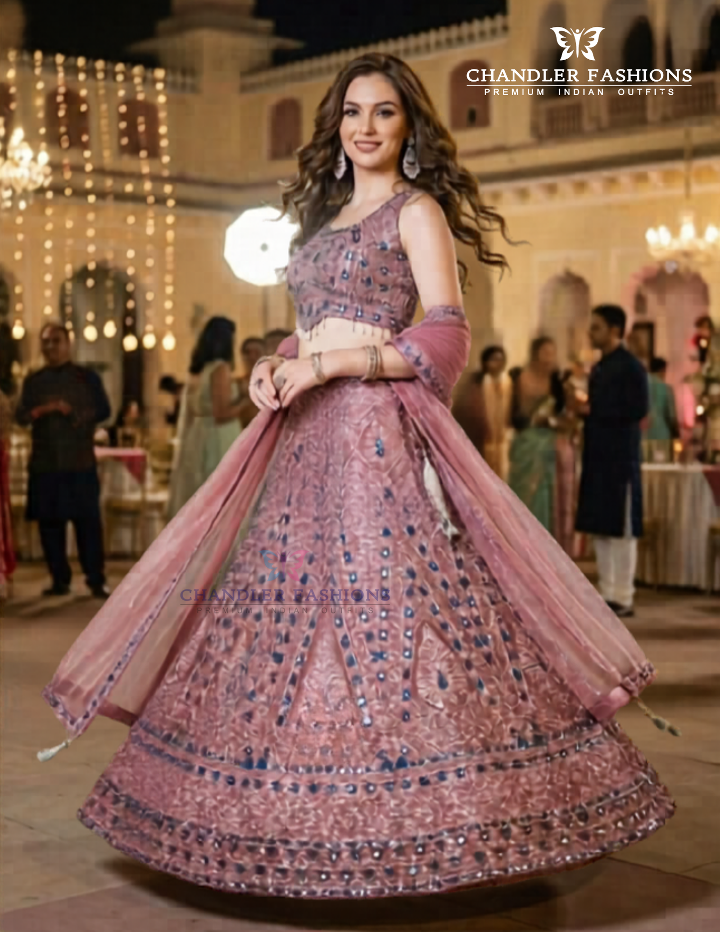 Stunning Onion Pink Georgette With Sequins And Embroidery Work Lehenga Choli For Women