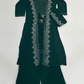 Beautiful Dark Green Color Georgette Palazzo Suits With Embroidery And Sequins Work For Kids Girls
