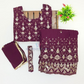 Wine Color Georgette Choli Set With Embroidery And Sequins Work In USA